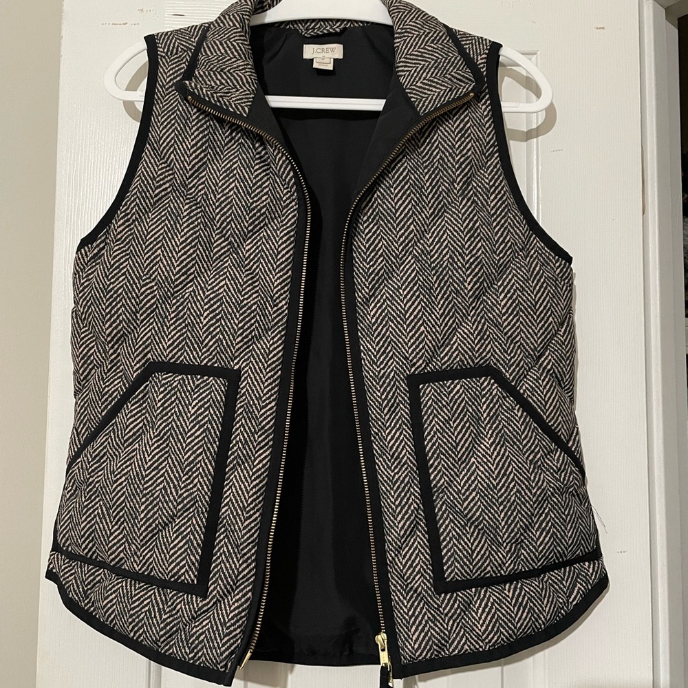 J. Crew Herringbone Vest Excursion Quilted Puffer Vest